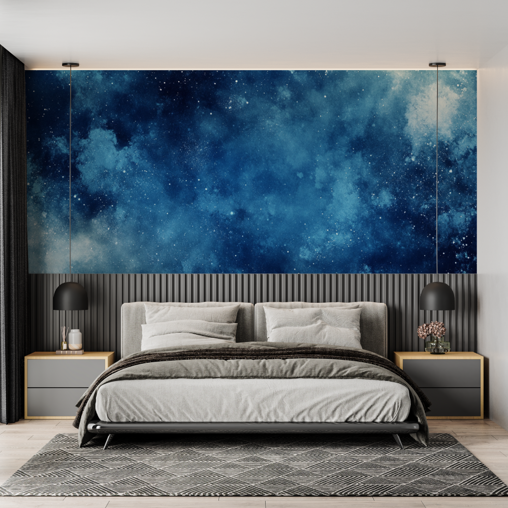 Papier peint aquarelle nuit etoilee chambre adulte