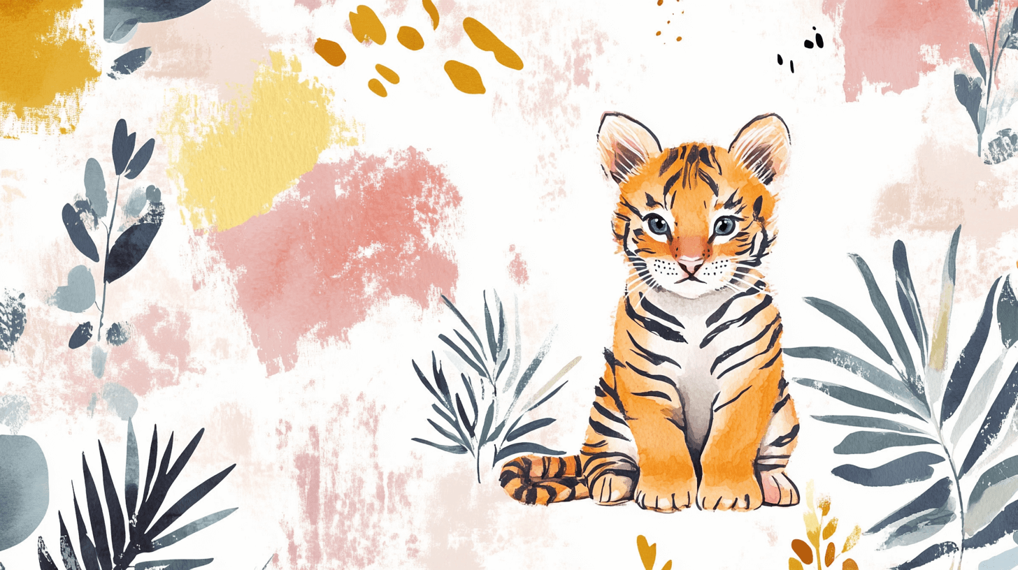 Papier Peint Tigre Et Motifs Abstraits