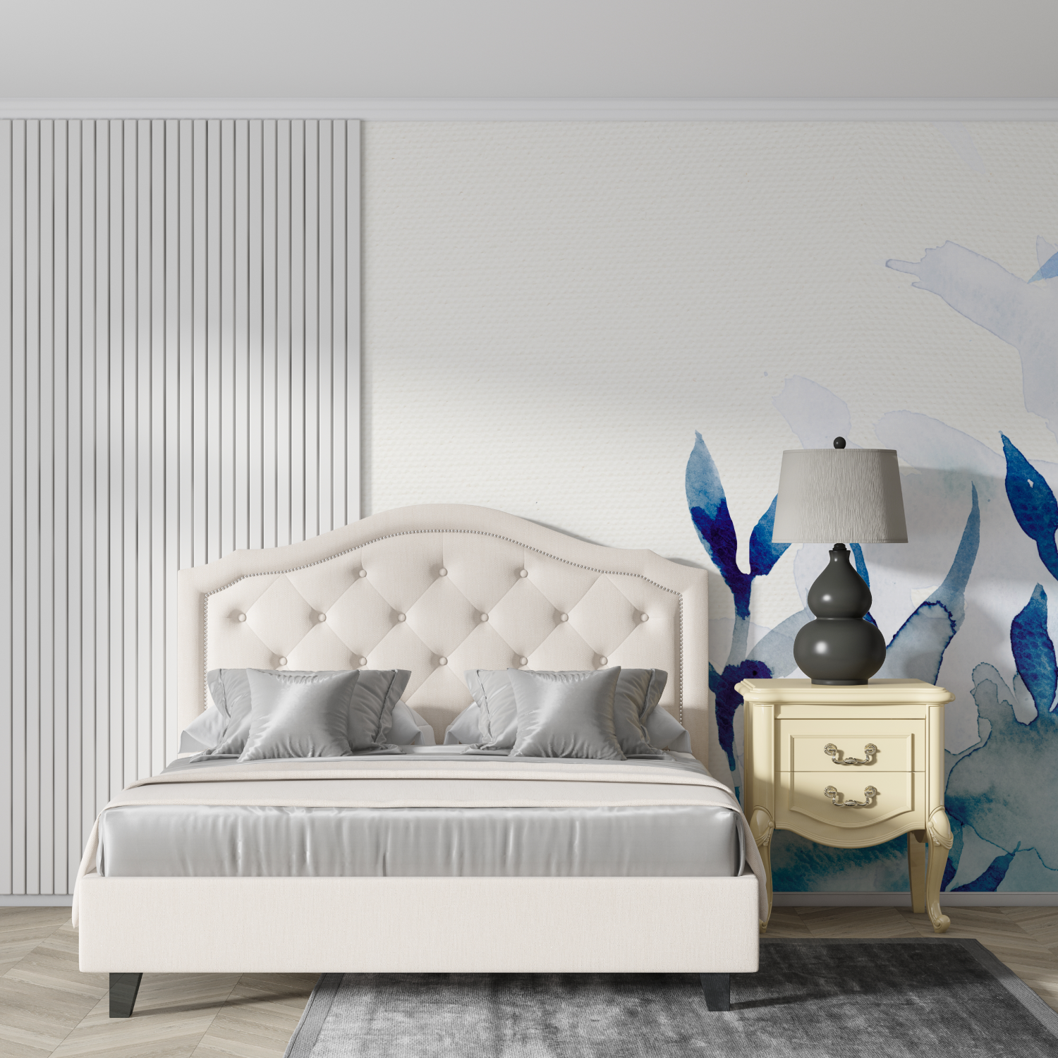 Papier peint aquarelle bleu naturelle design