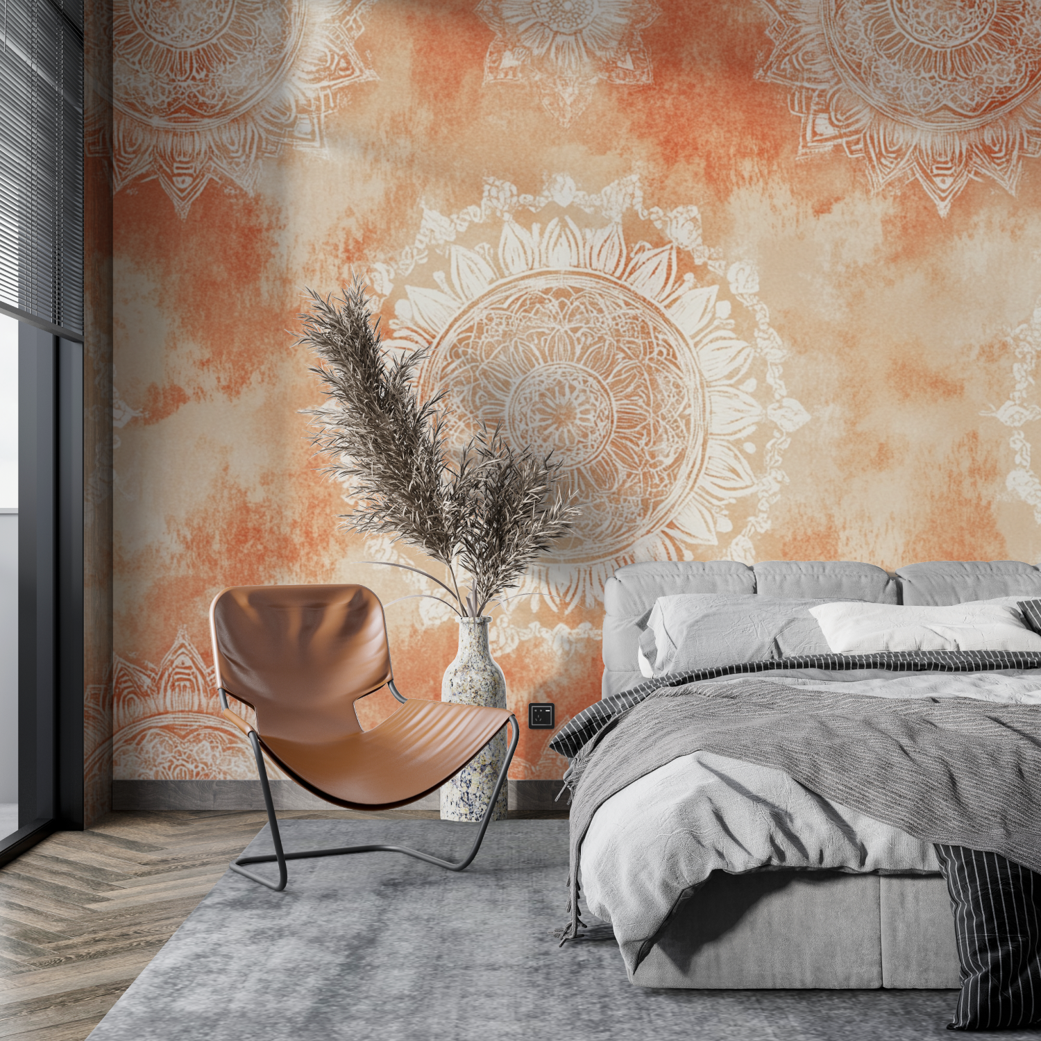 Papier peint terracotta boho chic tapisserie pano