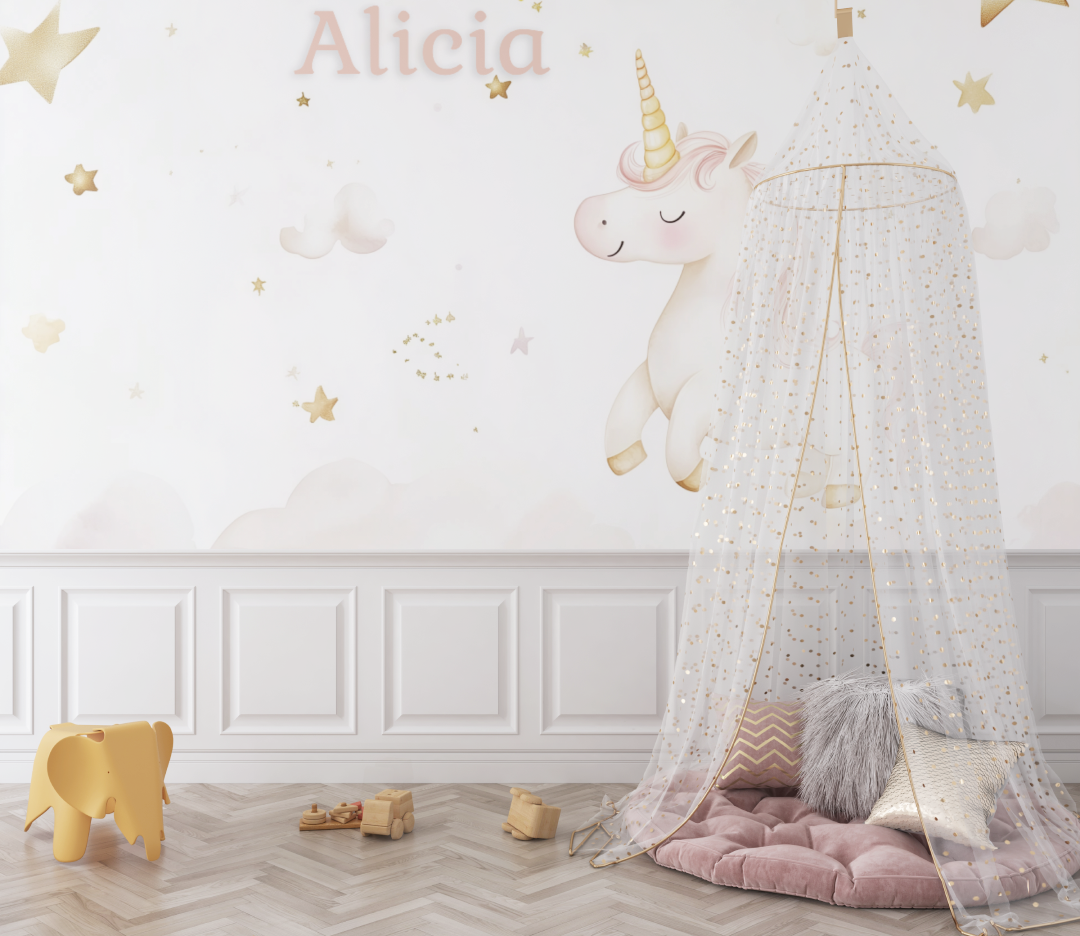Papier peint prenom licorne bebe