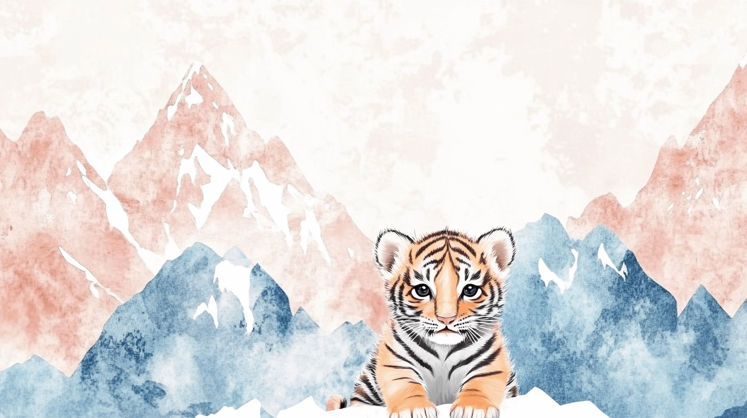 Papier Peint Tigre Et Montagnes Douces