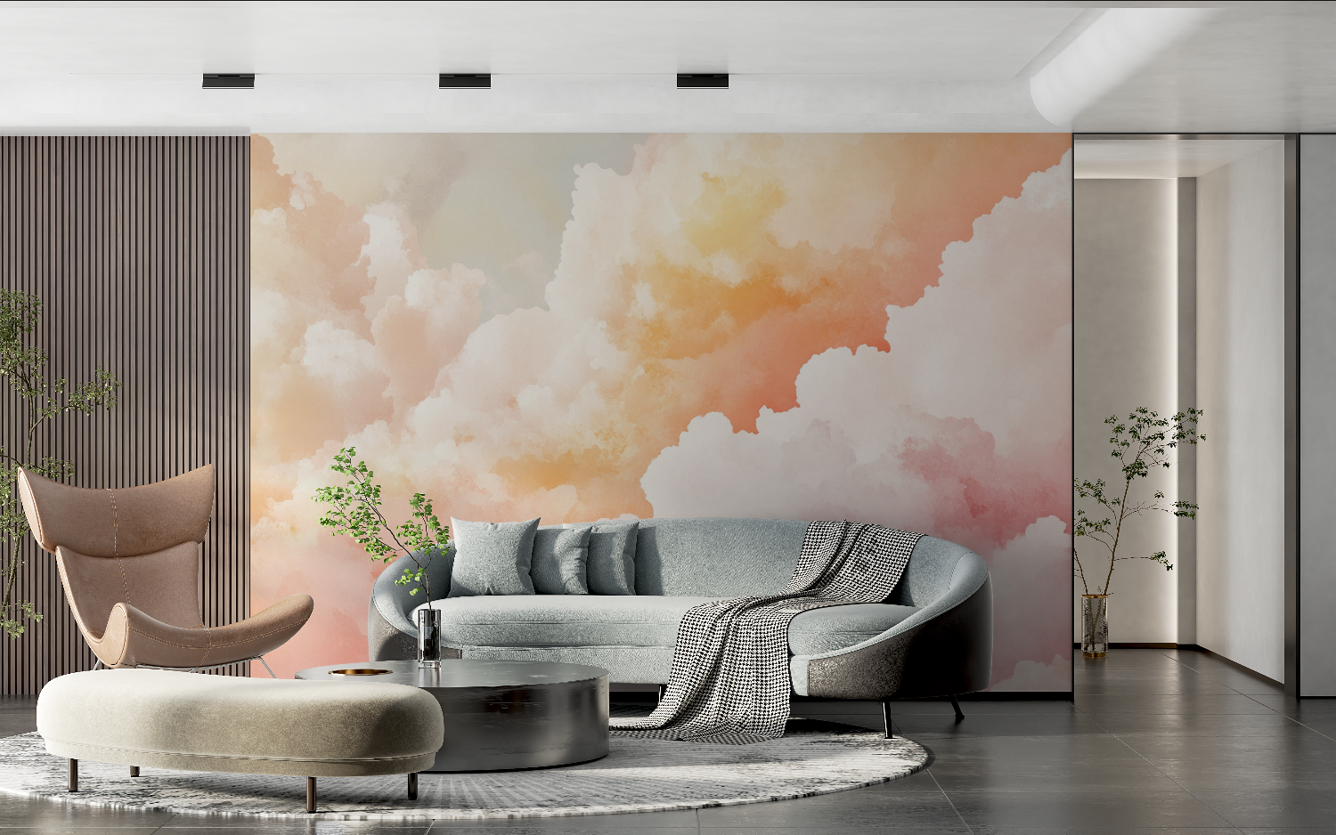 Papier peint aquarelle ciel nua...u crepuscule tendance 2024
