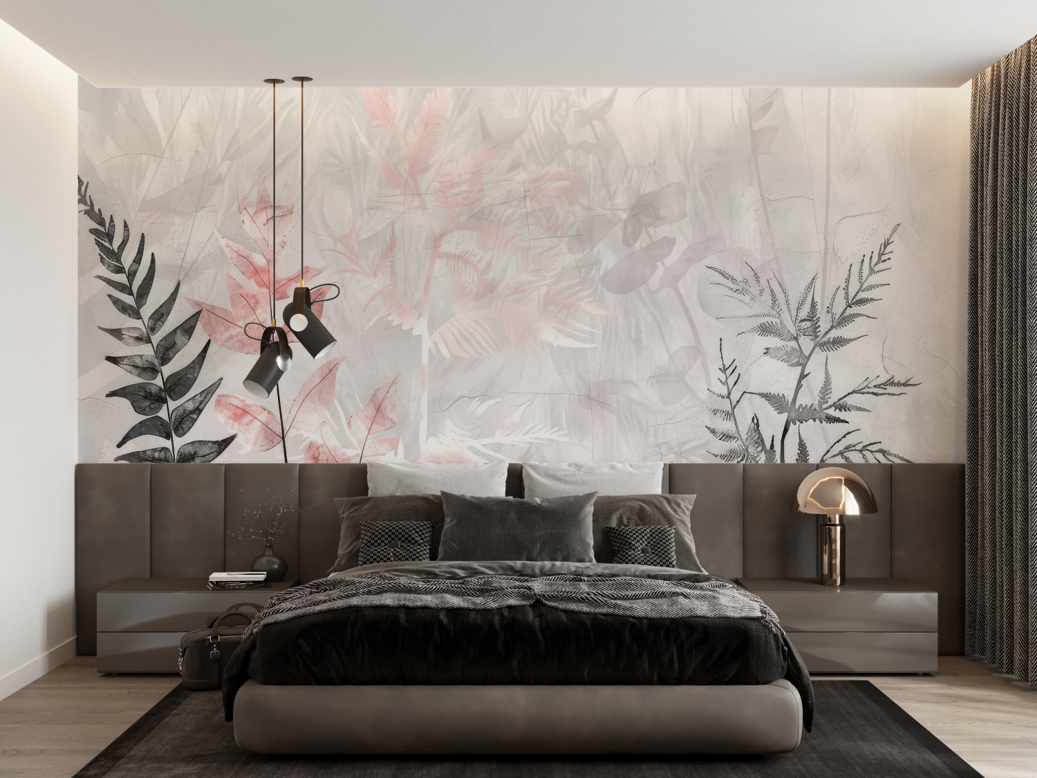 Papier Peint Gris Rose - panoramique-mur