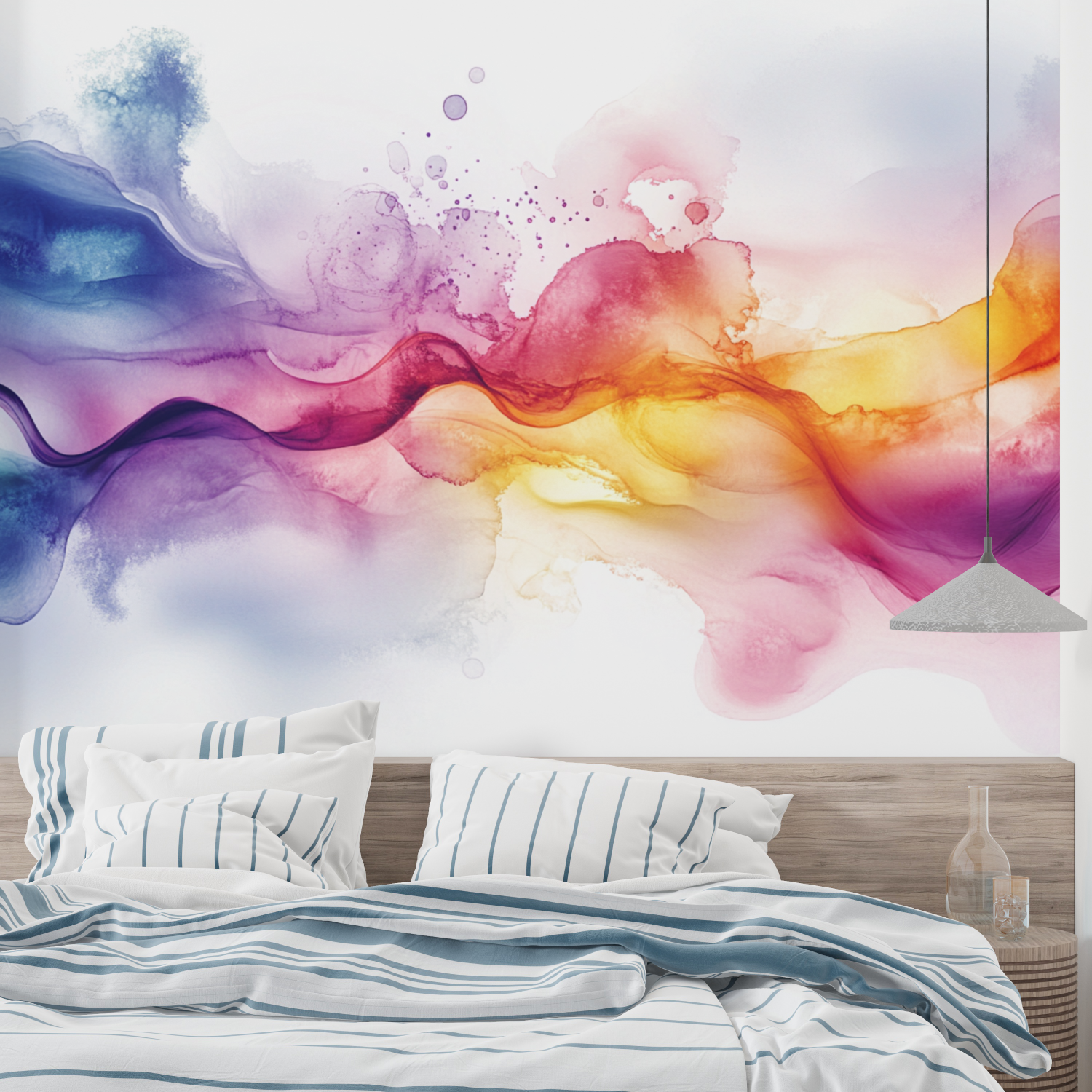 Papier peint aquarelle art flui...t abstraction leroy merlin