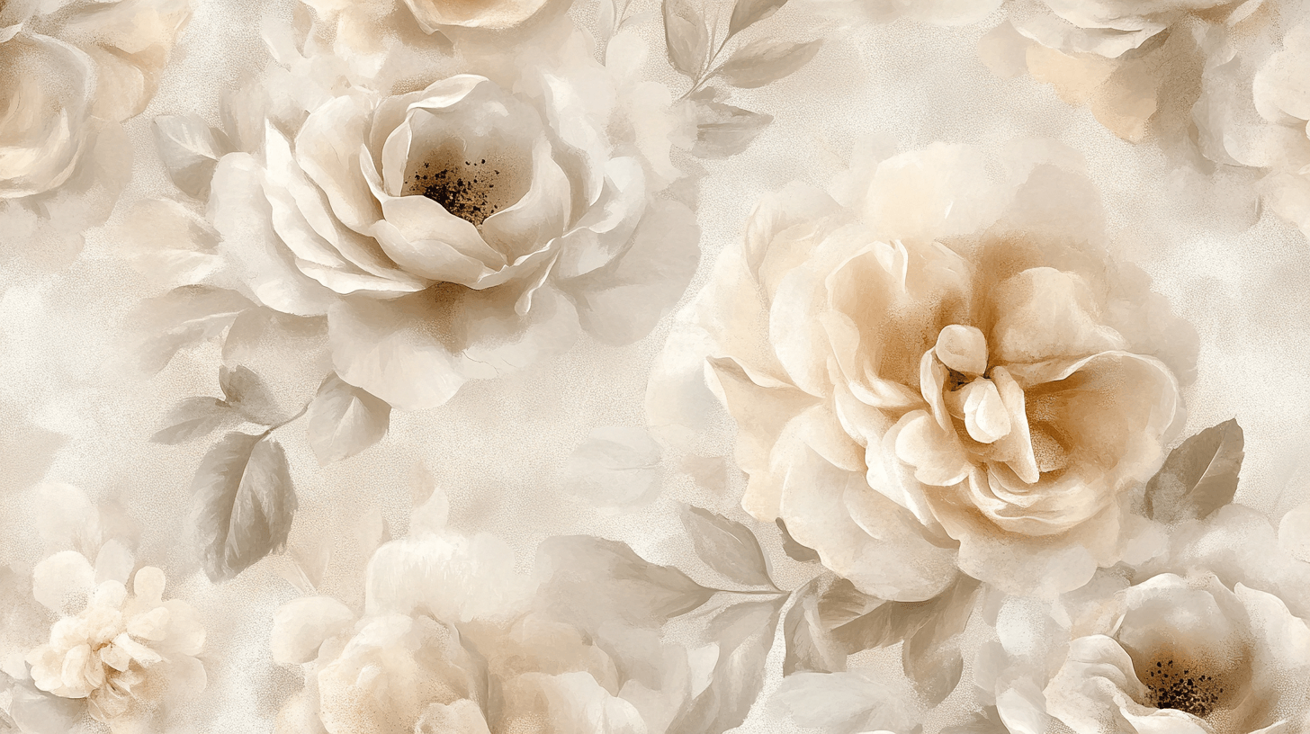 Papier Peint Aquarelle Fleurs Douces Beige