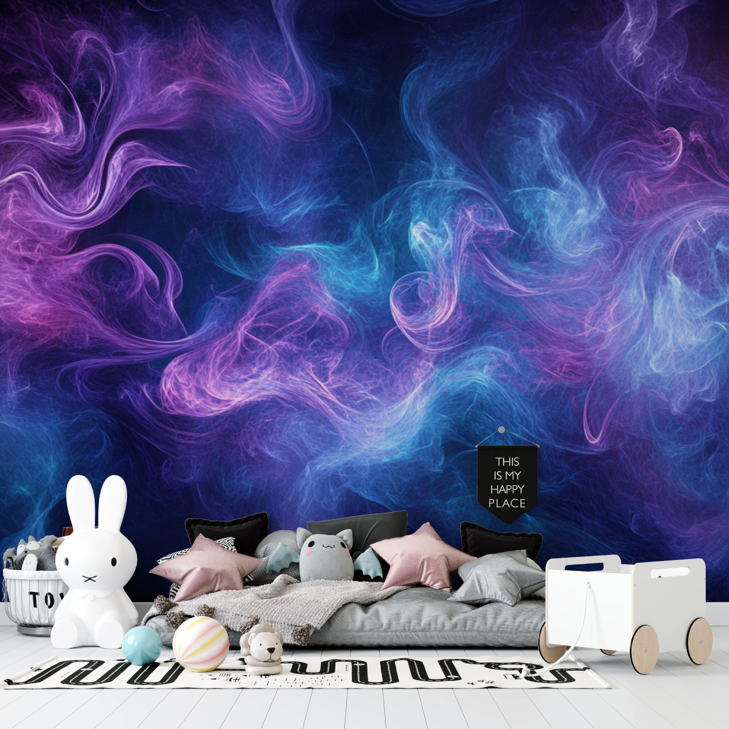 Papier peint fumee mysterieuse tapisserie garcon