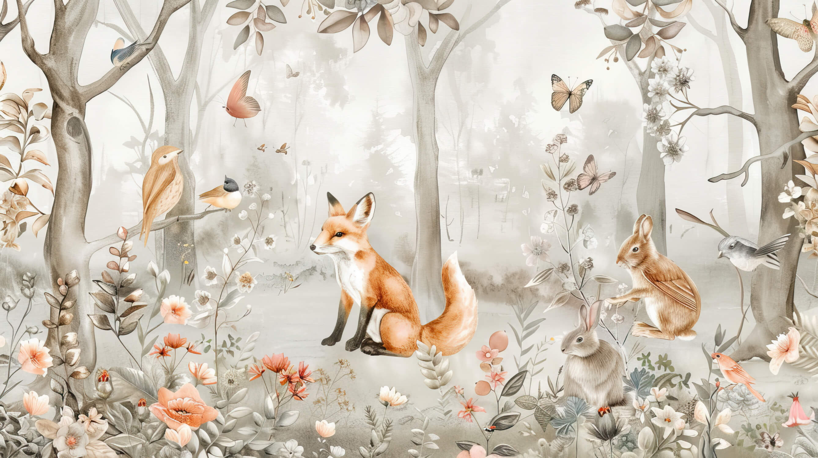 Papier Peint Renard Forêt