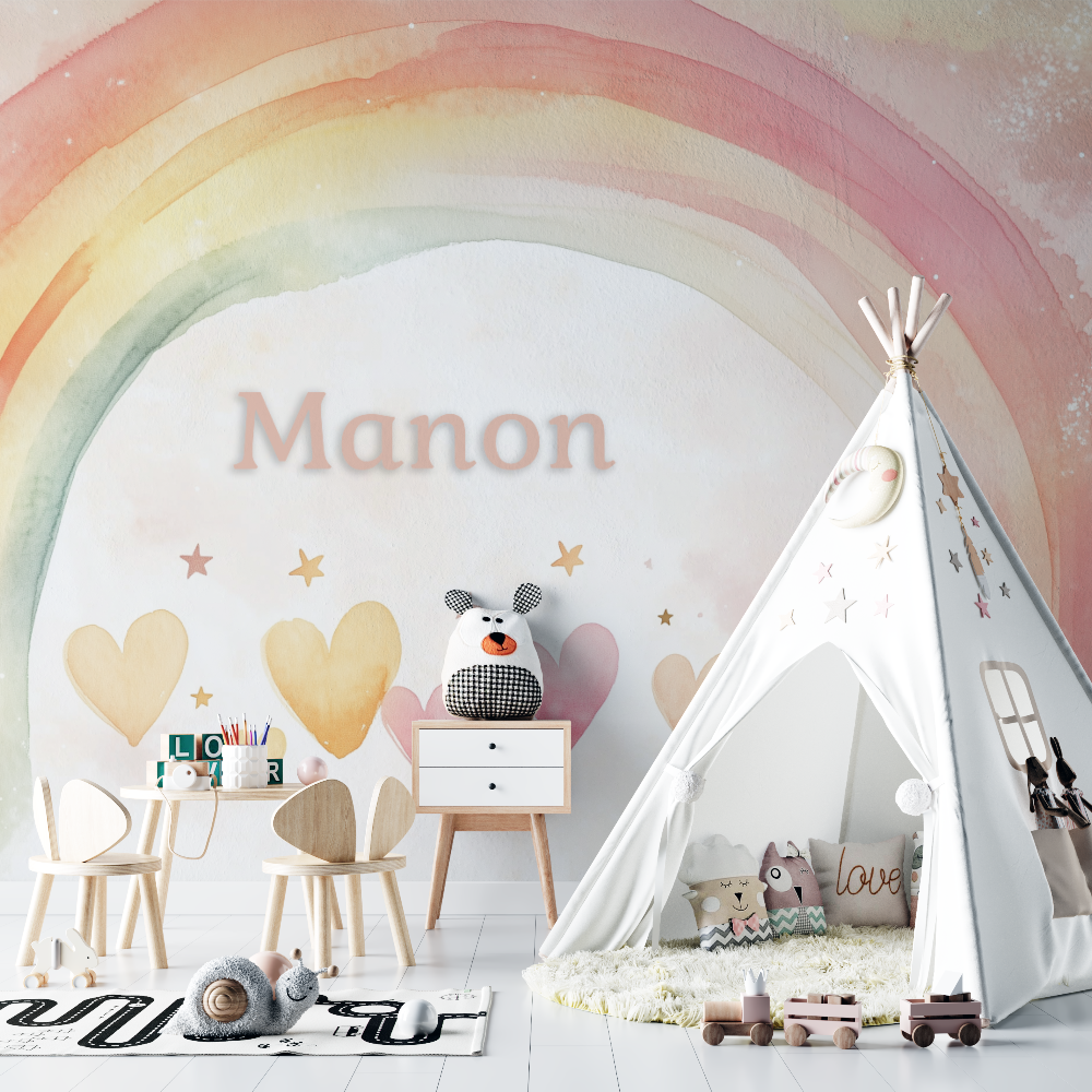 Papier peint prenom aquarelle chambre bebe