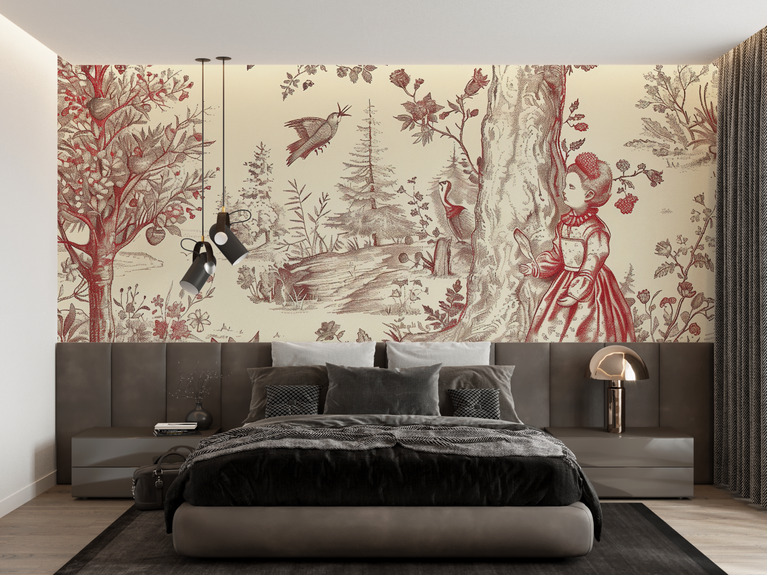 Papier Peint Toile De Jouy Chambre Enfant - panoramique-mur