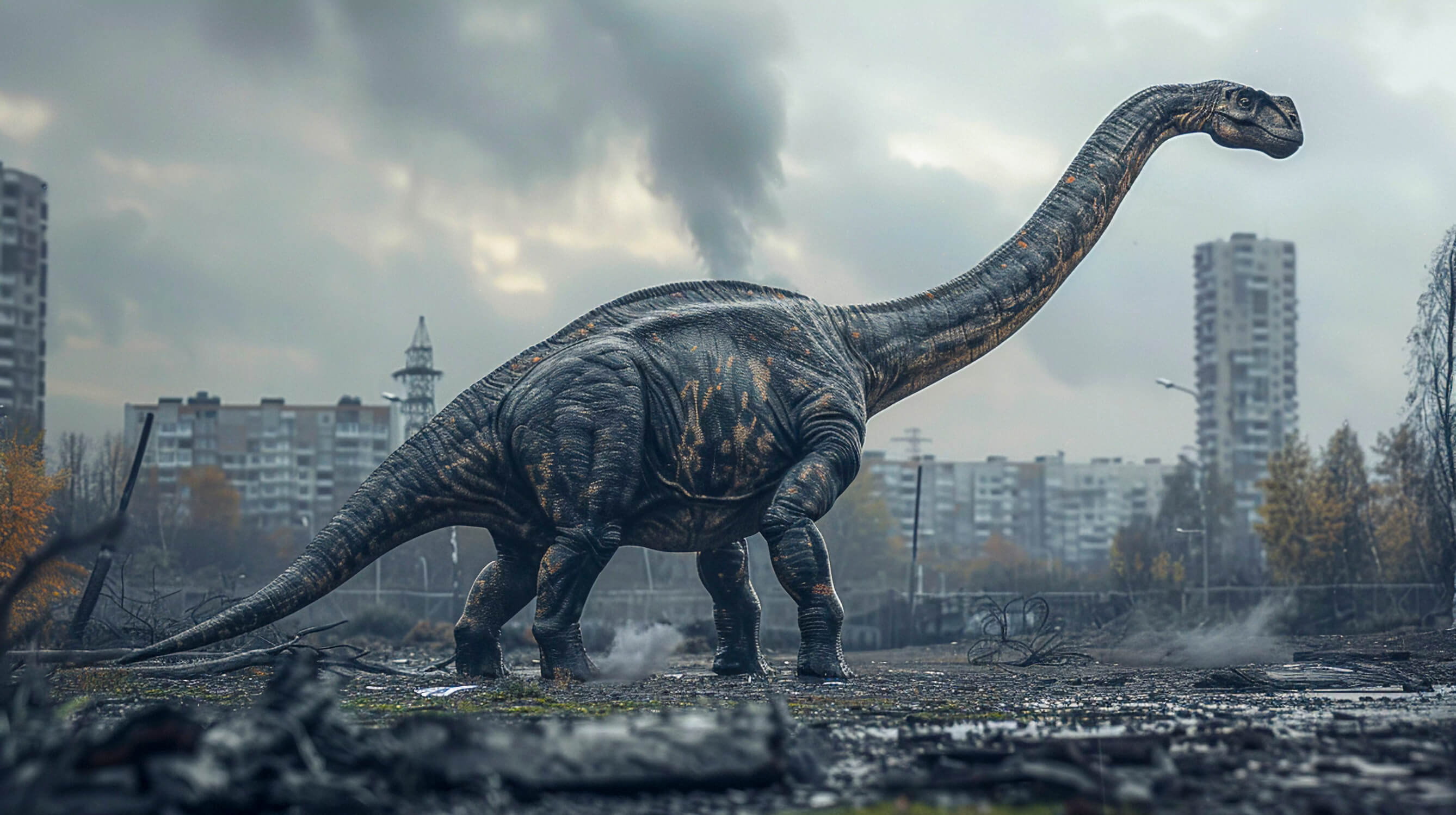 Papier Peint Dinosaure en Ville
