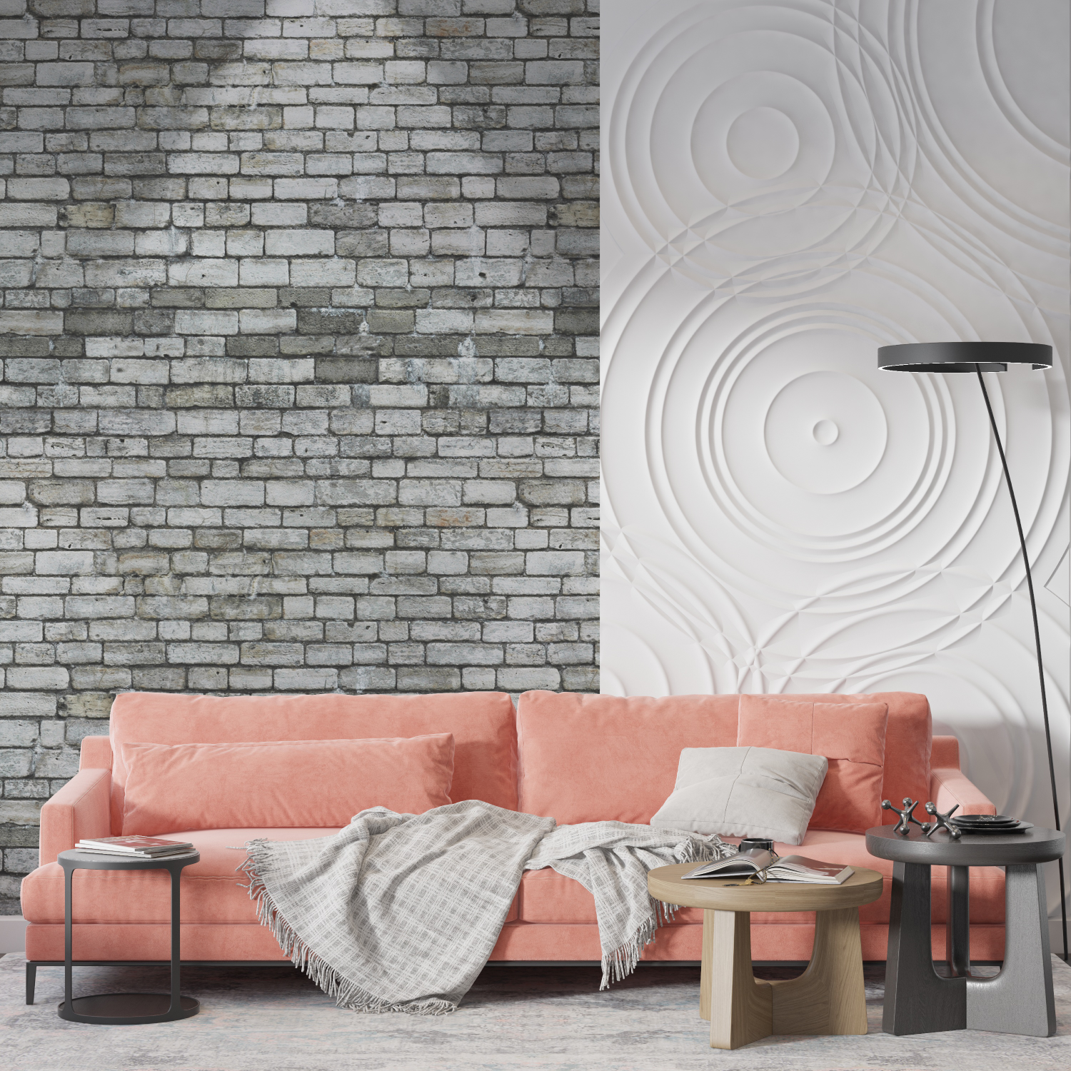 Papier Peint Imitation Pierre Gris - design