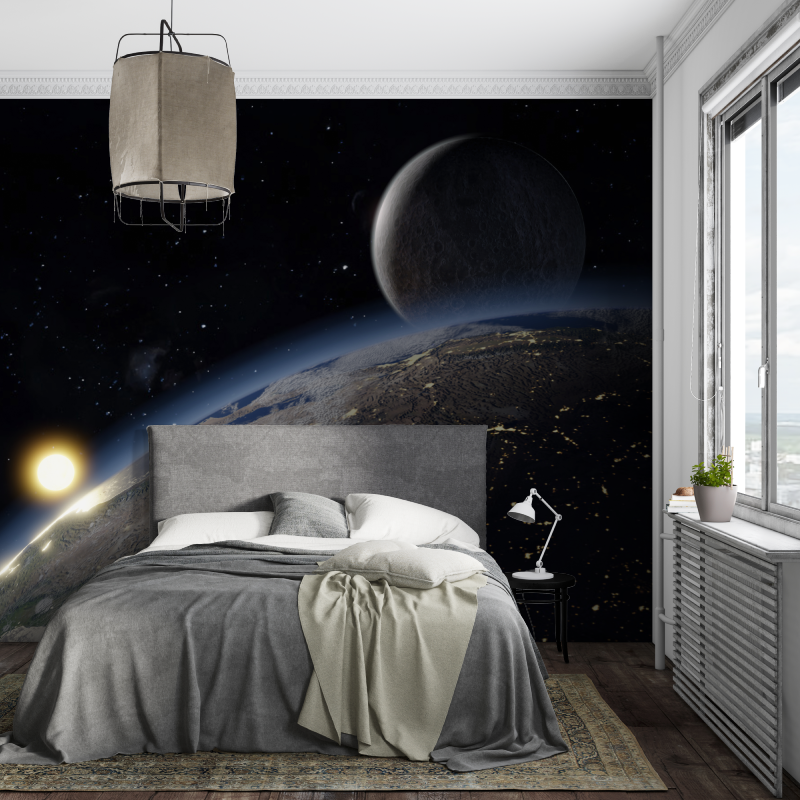 Papier peint espace terre piece ados