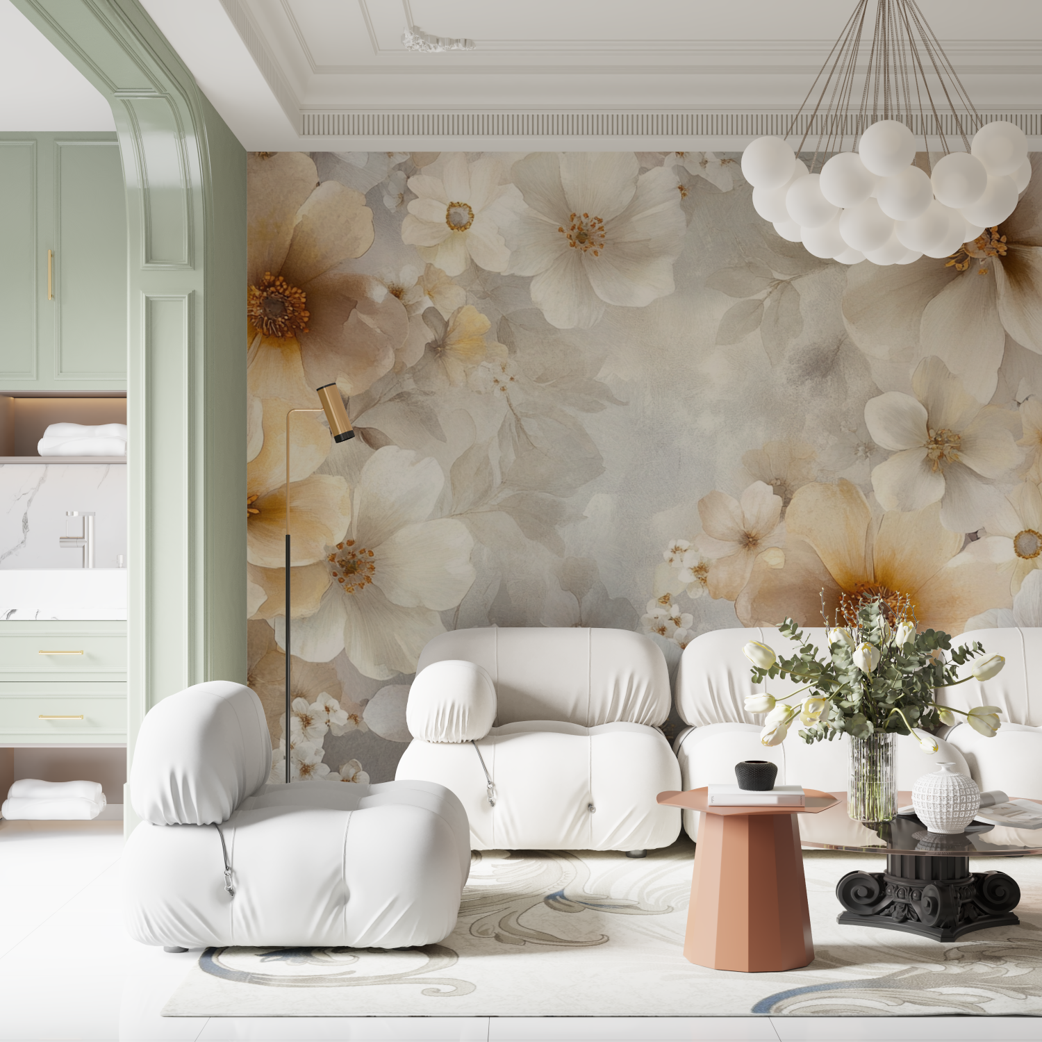 Papier peint aquarelle fleurs e... et delicates contemporain