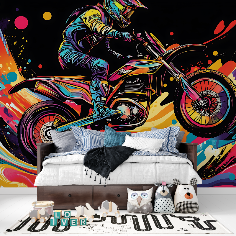 Papier peint panoramique graffiti moto panoramique garcon