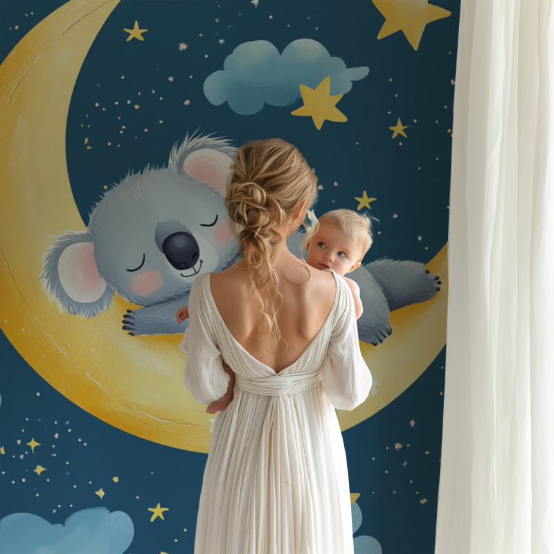 Papier peint koala endormi sur un croissant de lune bb123