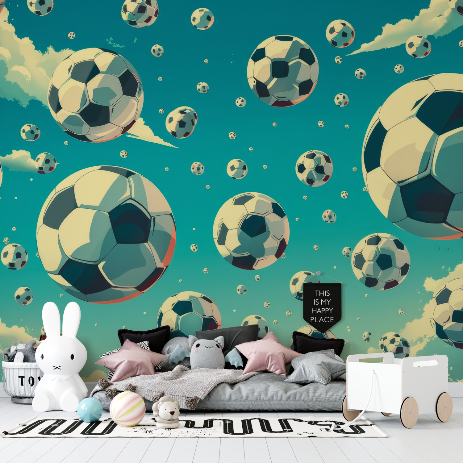 Papier peint foot chambre enfant tapisserie garcon