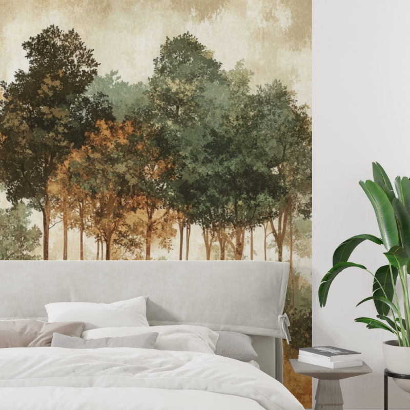 Papier peint foret terracotta tapisserie tendance
