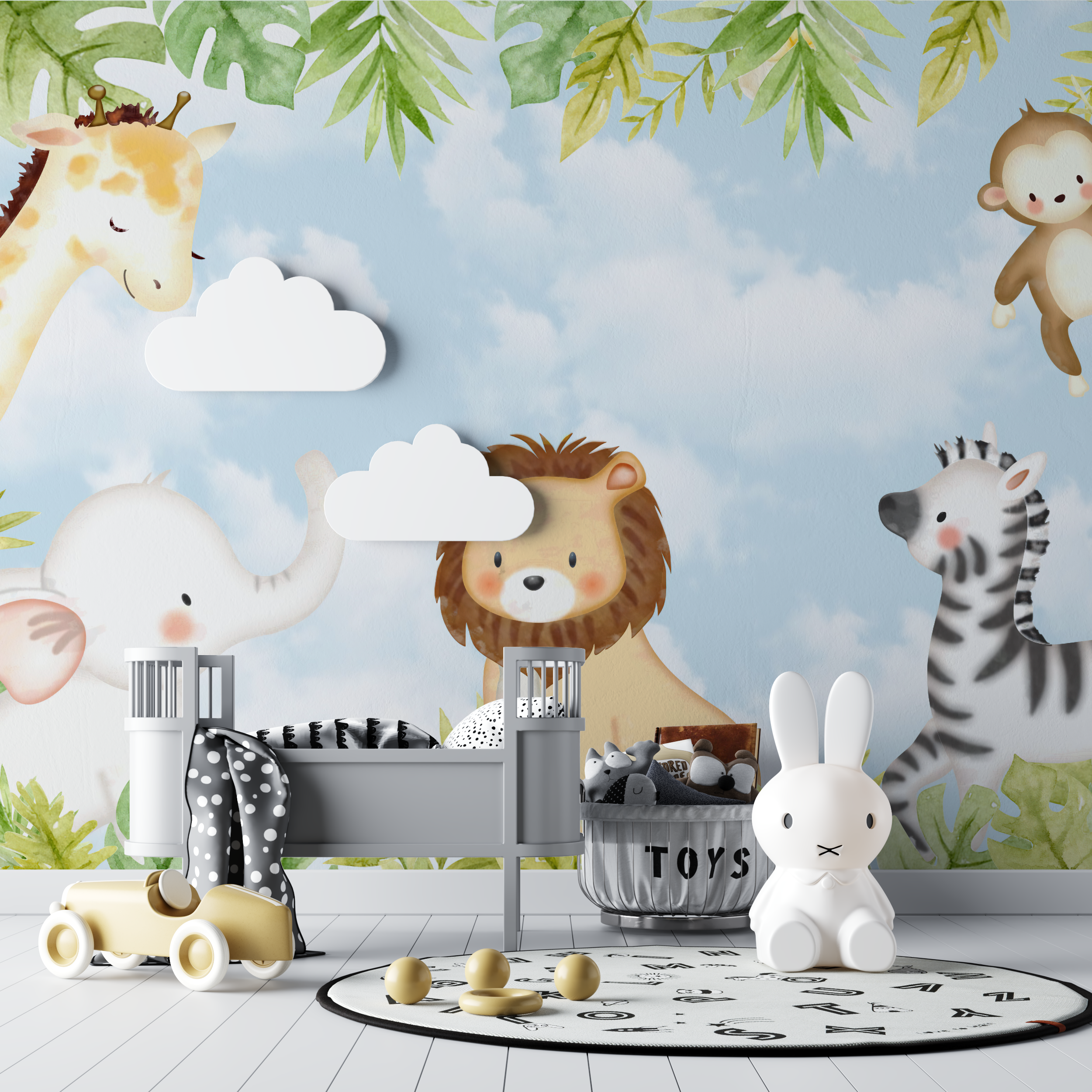 Papier peint lion amis de la savane bebe tipi