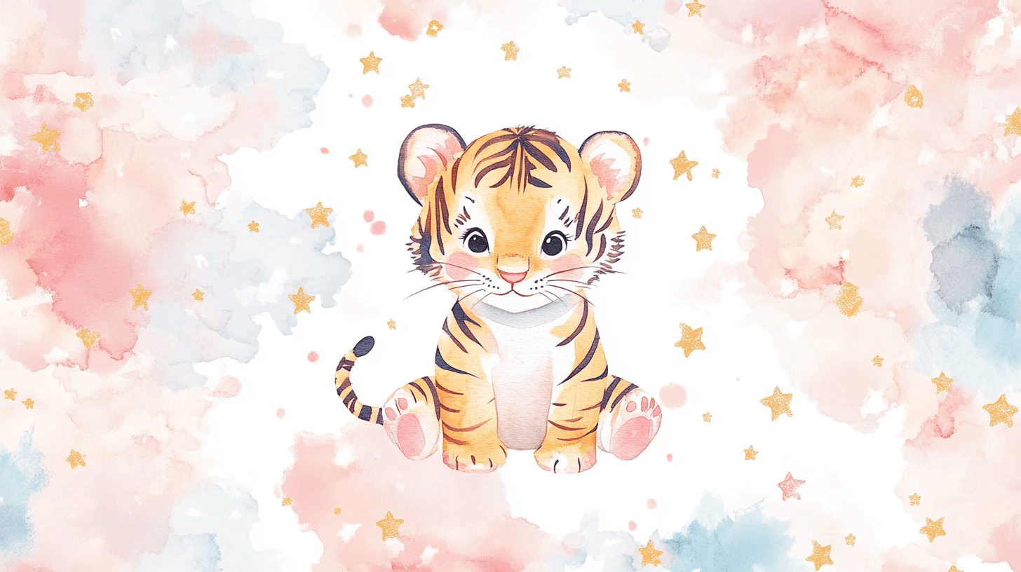 Papier Peint Tigre Et Étoiles Filantes