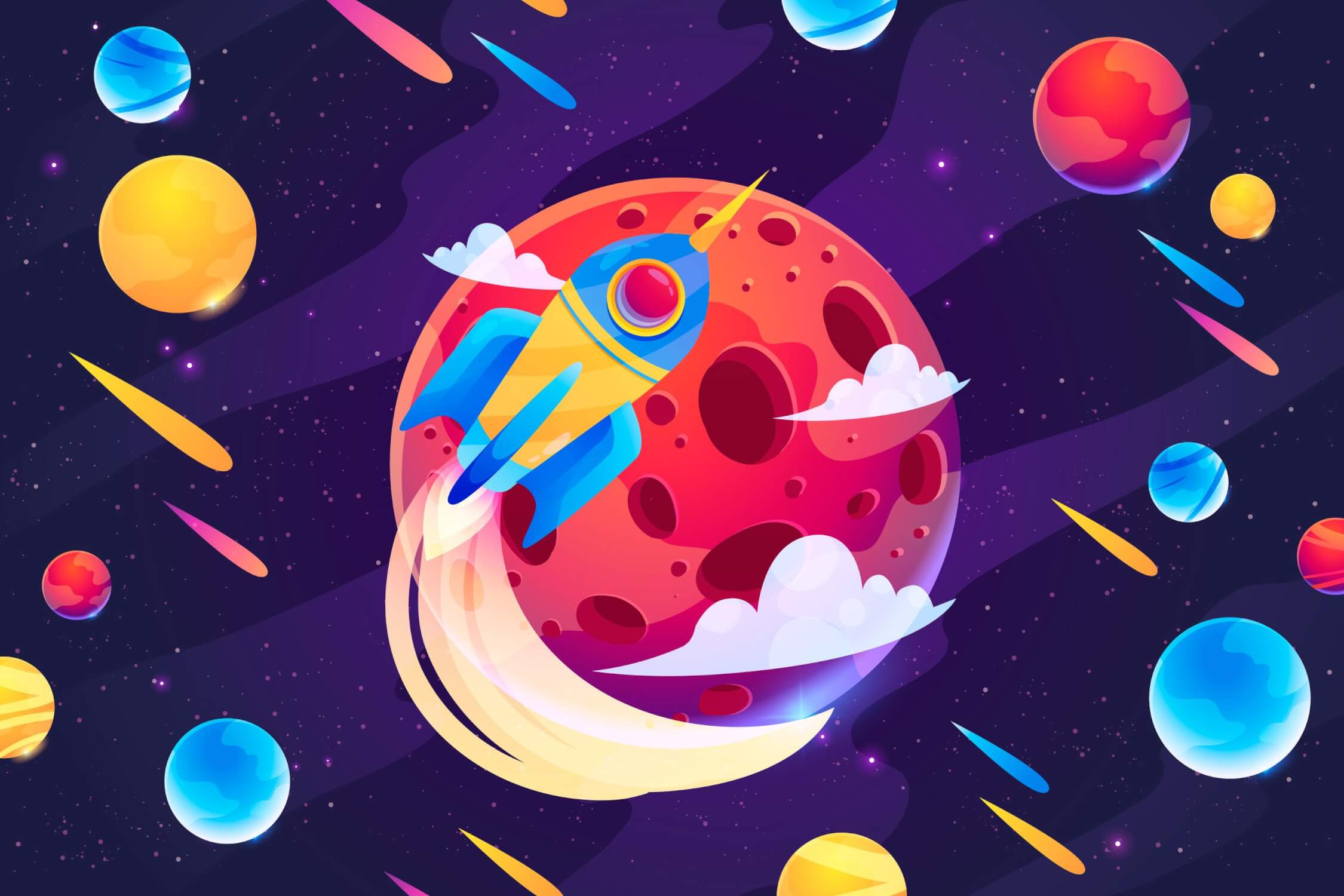 Papier Peint Espace Pluie De Météorites