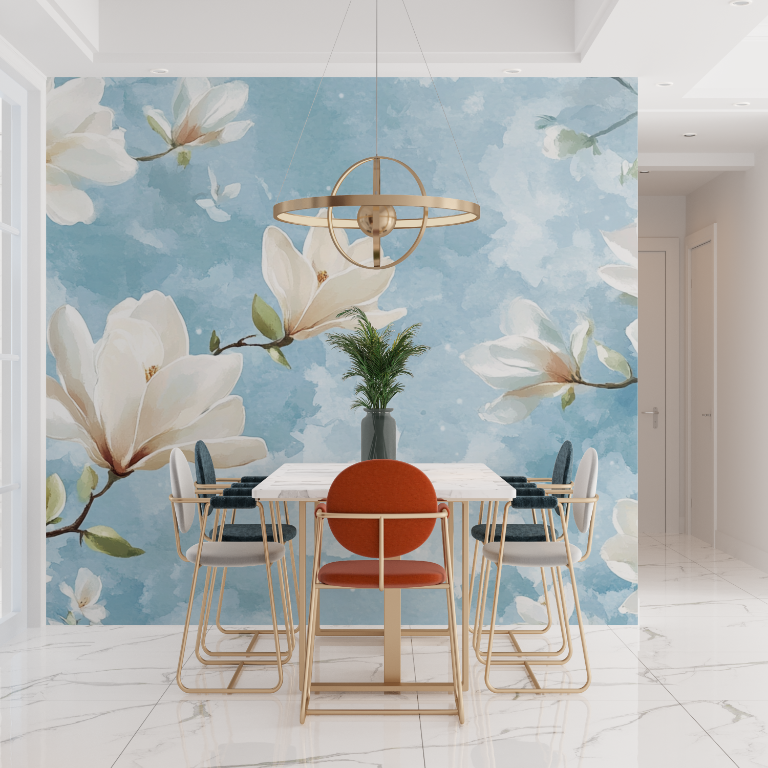 Papier peint aquarelle magnolia en fleurs tendances