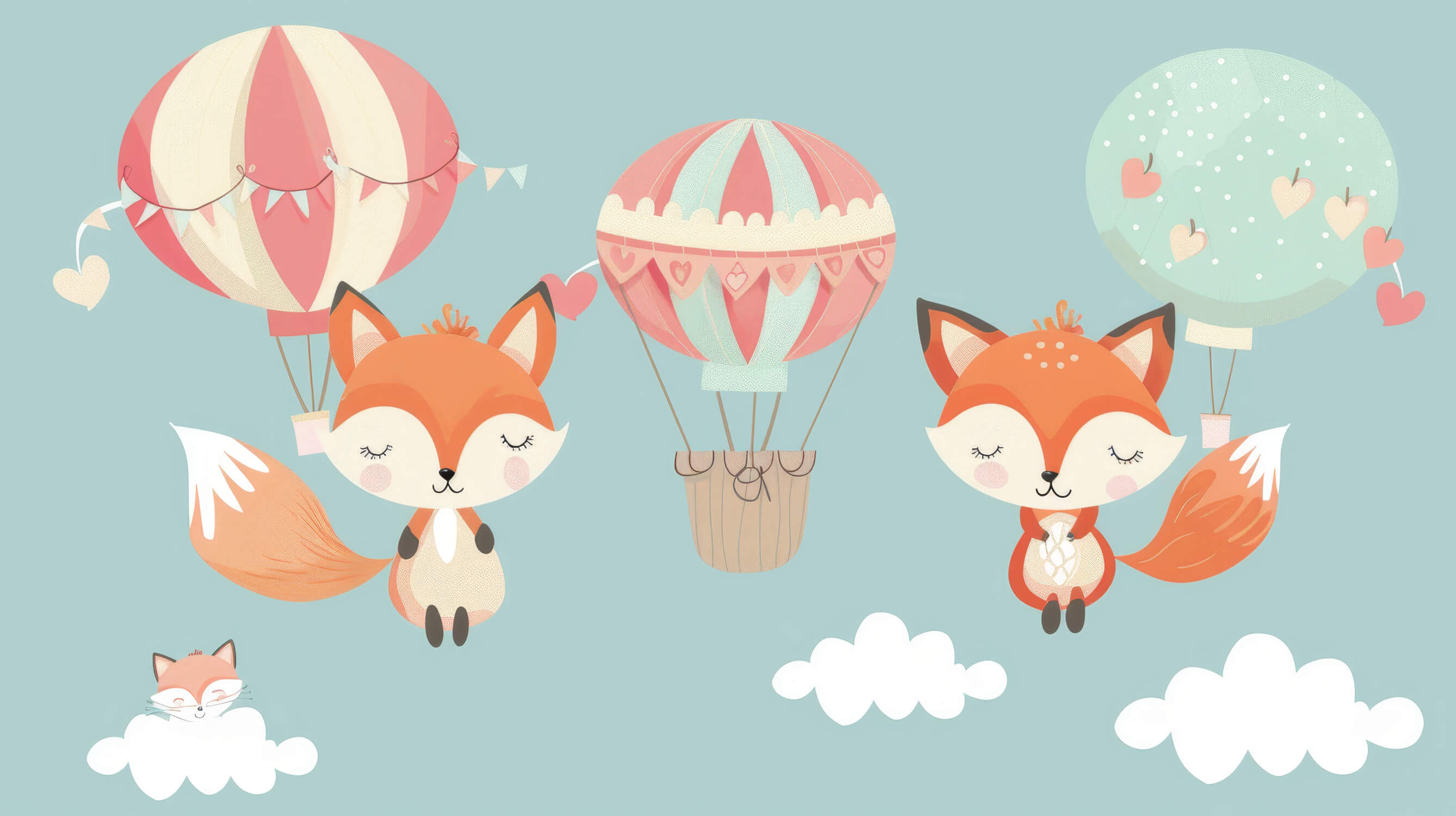 Papier Peint Renard Et Montgolfière