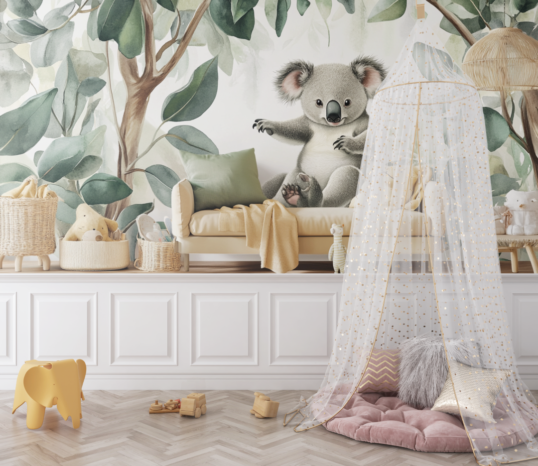Papier peint koala qui baille bebe