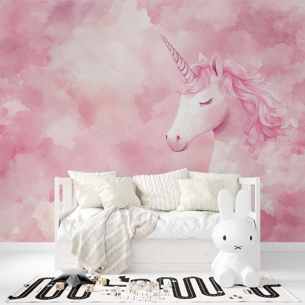 Papier peint tapisserie licorne...ges roses tapisserie fille