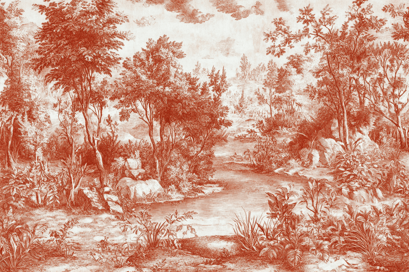 Papier Peint Terracotta Chambre Toile De Jouy