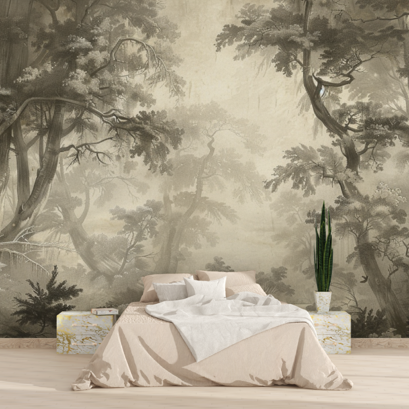 Papier peint foret sepia tapisserie 2025