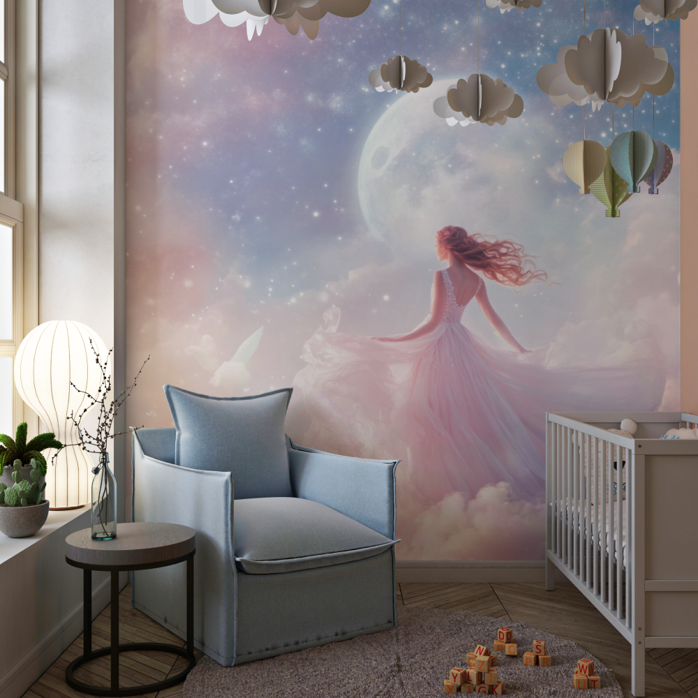 Papier peint princesse danse des etoiles chambre de fille