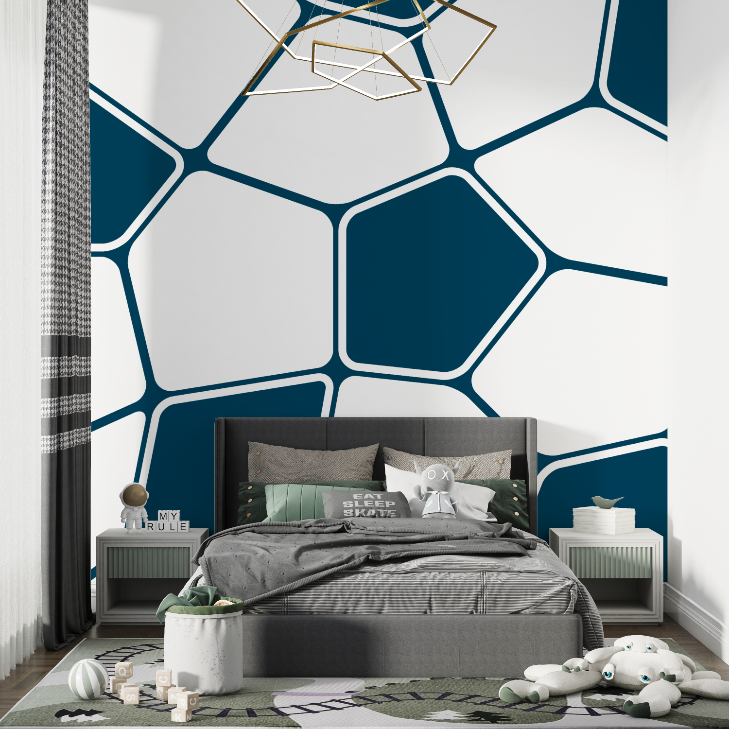 Papier peint motif foot chambre de garcon