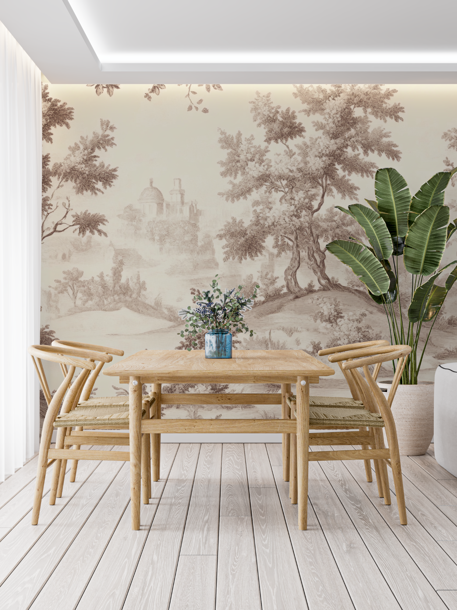 Papier Peint Toile De Jouy Flou - panoramique tendance