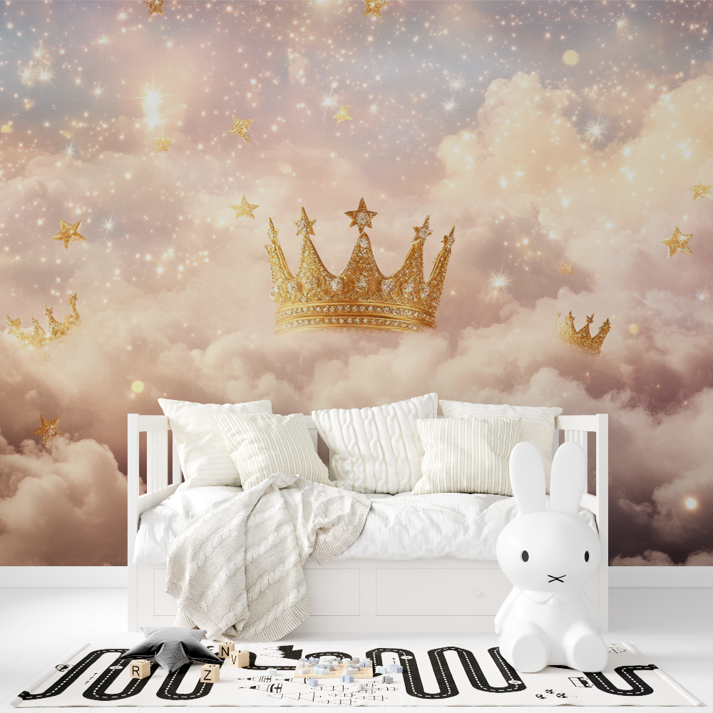 Papier peint princesse couronne magique tapisserie fille
