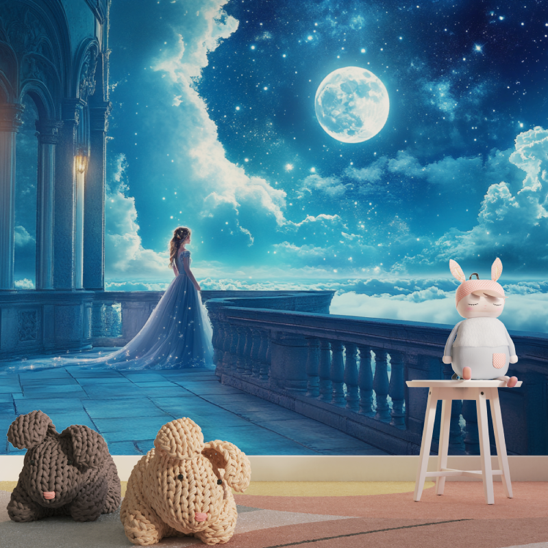 Papier peint princesse nuit magique tapisserie pour fille