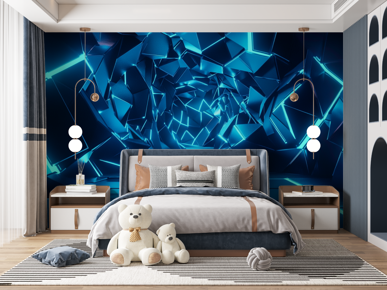 Papier peint effet neon fracture mur panoramique