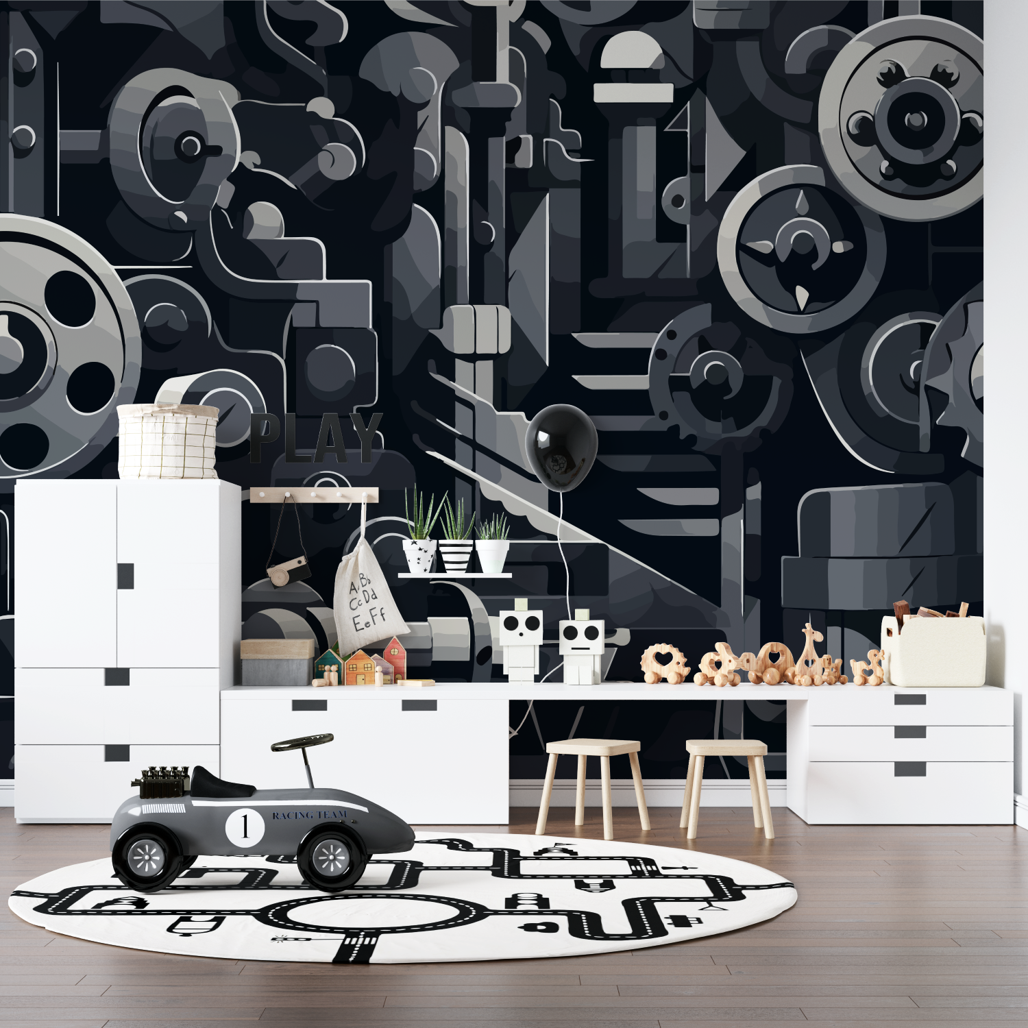 Papier peint mecanique voiture pano anime