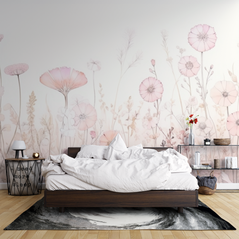 Papier peint aquarelle fleurs claires leroy merlin mur