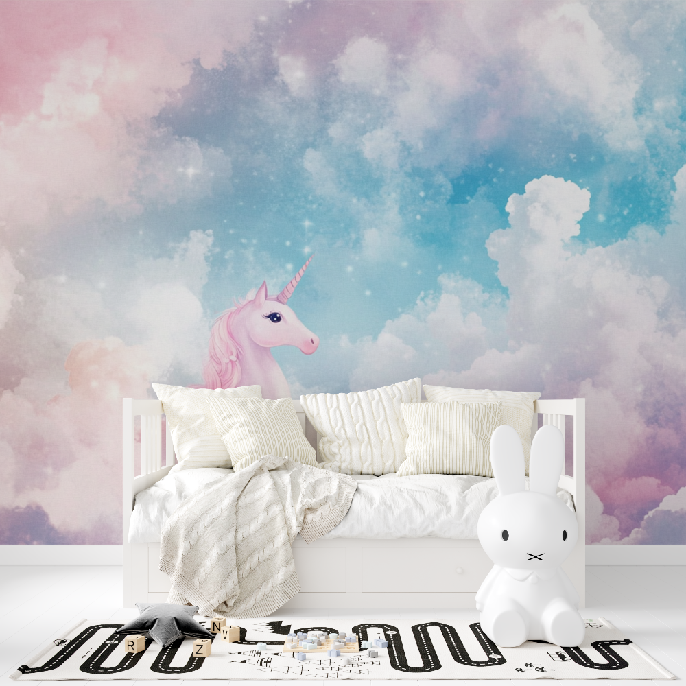 Papier peint decoration licorne...fantaisie tapisserie fille