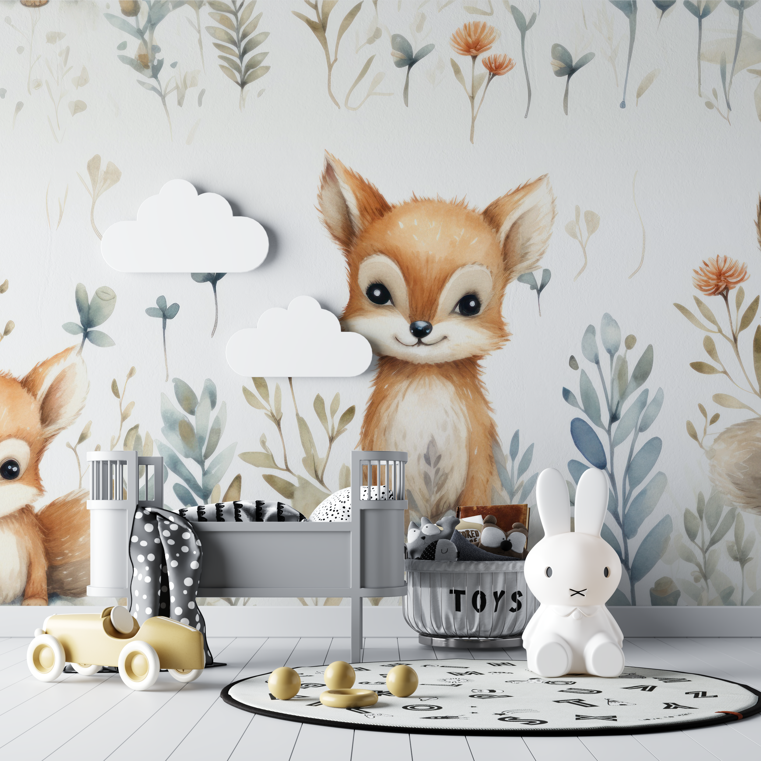 Papier peint renard boheme bebe tipi