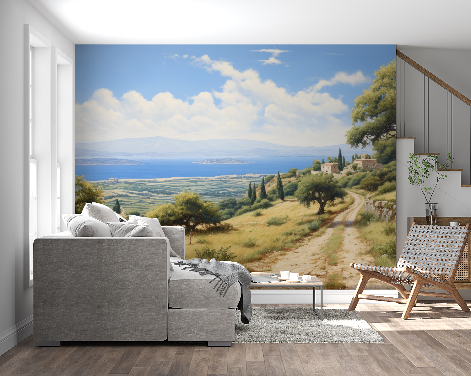Papier peint aquarelle mediterr...oramique panoramique mural