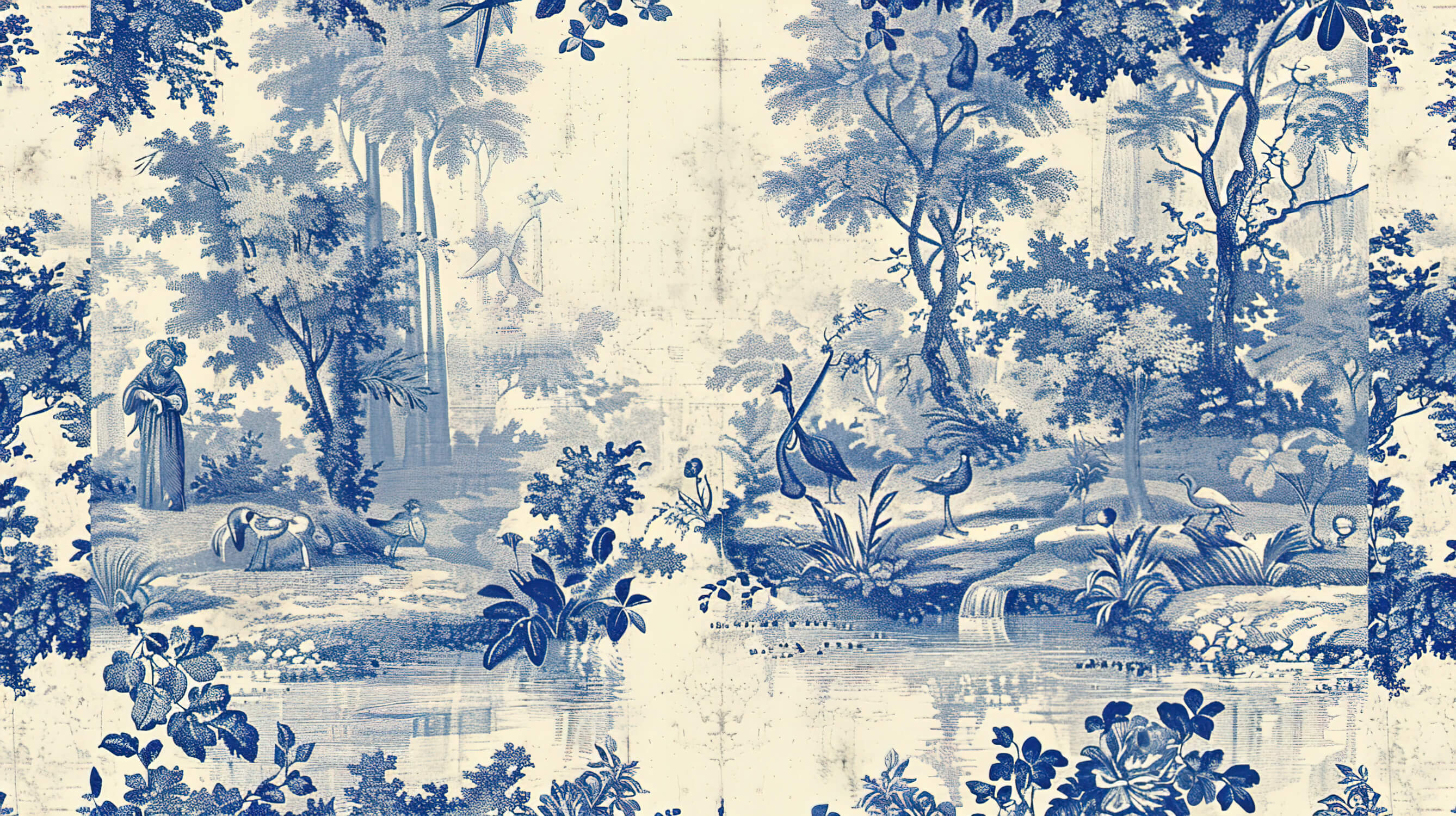 Papier Peint Toile De Jouy Étang Ancien