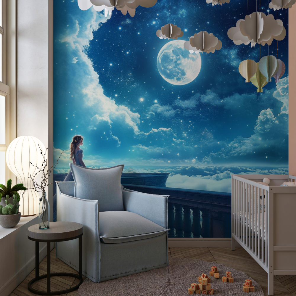 Papier peint princesse nuit magique chambre de fille