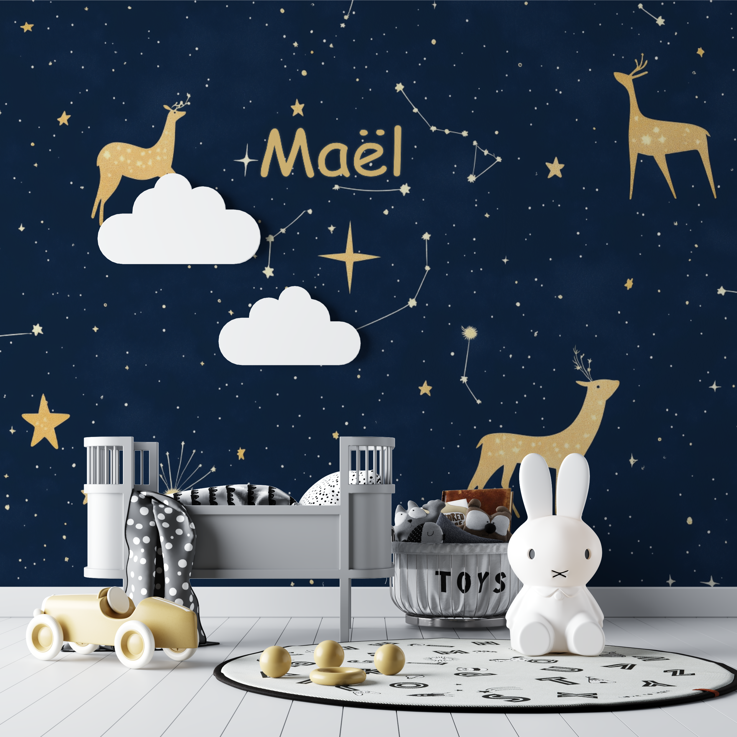 Papier peint prenom constellation bebe tipi