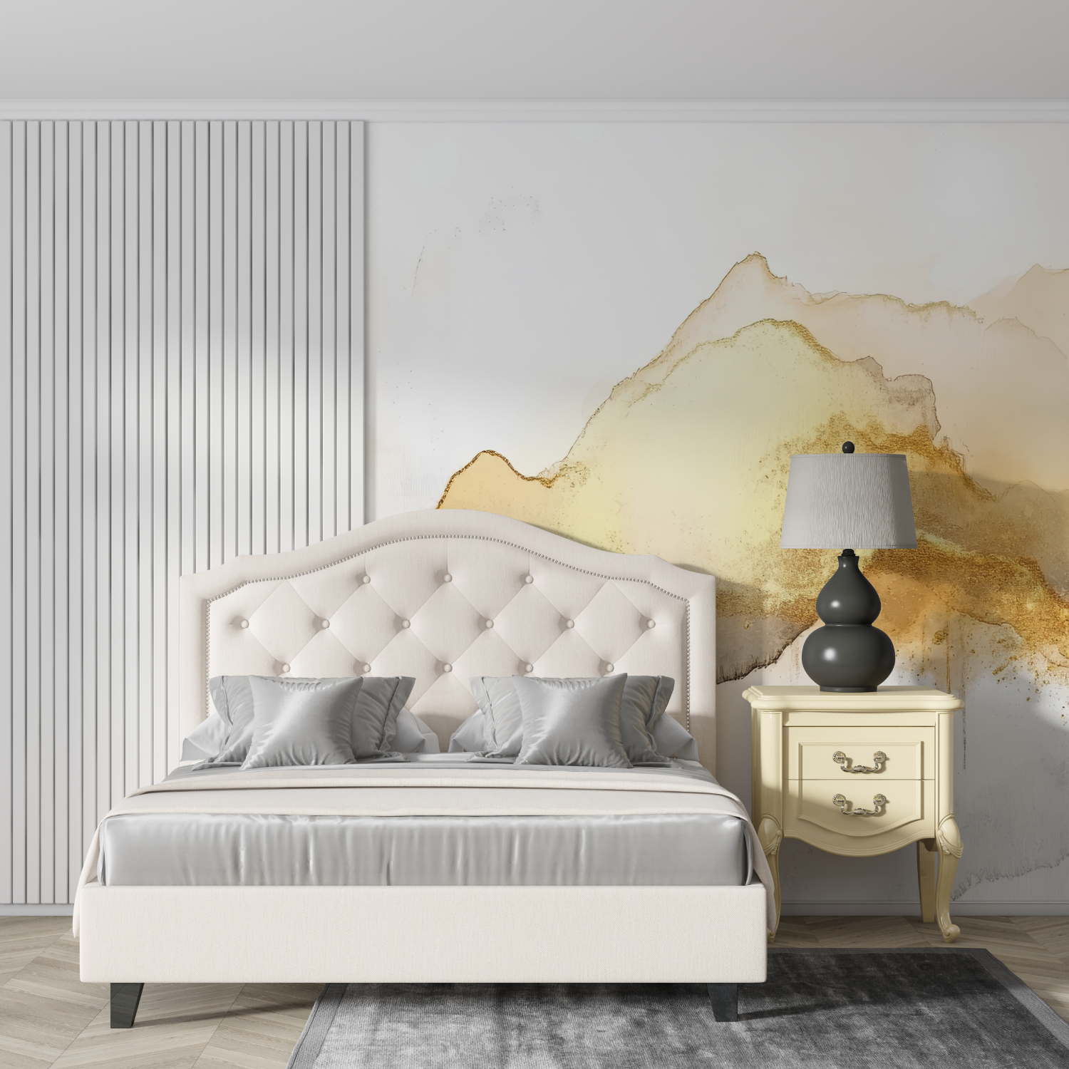 Papier peint aquarelle doree design