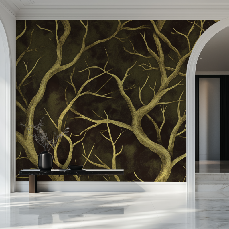 Papier peint arbre dessin salon beau