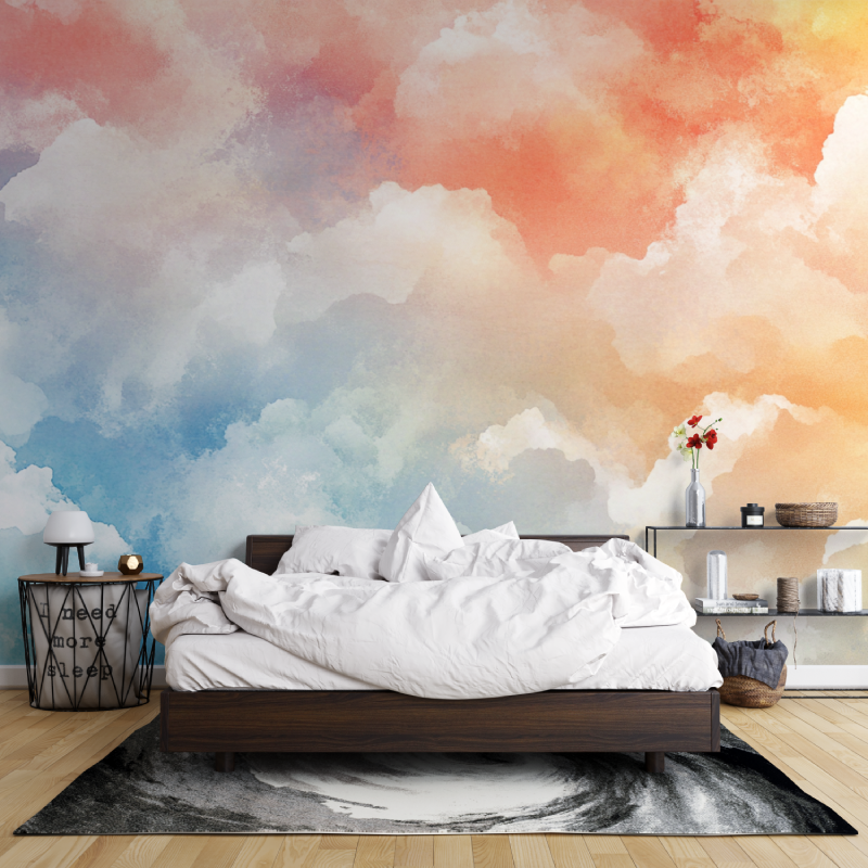 Papier peint aquarelle horizons flottants leroy merlin mur