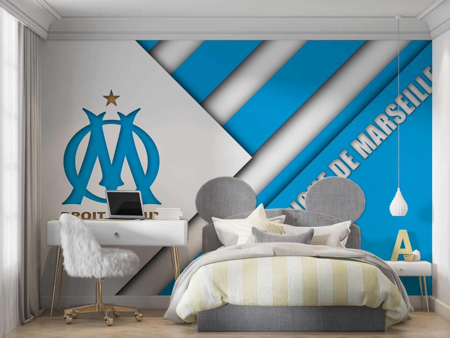 Papier peint foot marseille dro...ut mur chambre panoramique