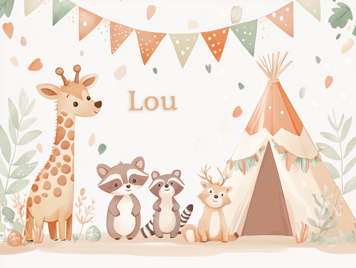 Papier Peint Prénom Animaux Tipi